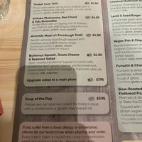 Menu at Seed Cafe in North West London