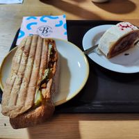 Warm sandwich and dessert at Bakery Bakery  - ThreeOfive in Zurich