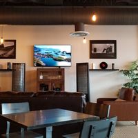 One of several couch areas at Erie Social Club in Erie