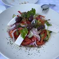 Vegan Greek salad   at Ouzeri  in Sane