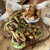 mushroom + avo toast with added tofu   at TAN HOSTEL x CAFE in Ao Nang