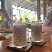 Iced oat lattes  at TAN HOSTEL x CAFE in Ao Nang