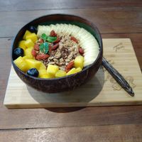 Cliff vegan smoothie bowl (spirulina base) #Veganuary at TAN HOSTEL x CAFE in Ao Nang