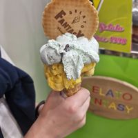 Mint choc chip and banana at Gelato Fantasy Castello in Venice
