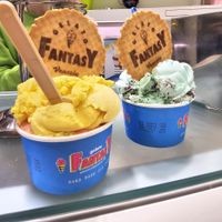 Mango and Strawberry & Mint Chocolate Chip at Gelato Fantasy Castello in Venice