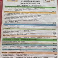 Current menu at Om Burger Rincon Vegetariano in Zacatecas