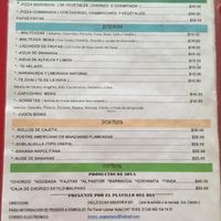 Current menu at Om Burger Rincon Vegetariano in Zacatecas