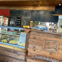 Daily limited menu with quiche with eggs, small bowl of soup, drinks, not much elsee  at Artemisia  in Stiefenhofen