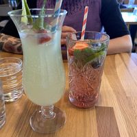 Yuzu drink and peach juice  at Kiva Ravintola in Helsinki