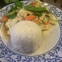 Garlic and black pepper veg with tofu. Not bad!   at Southern Fried Rice in Phuket
