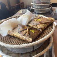 Rice steamed in bamboo leaves  at Jigoku Mushi - 地獄蒸し工房 鉄輪 in Beppu