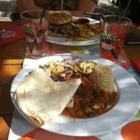 vegan plat du jour and sirop du fraise at Bistrot and Chocolat in Strasbourg