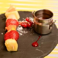 Dessert, fruit fondue at Bistrot and Chocolat in Strasbourg
