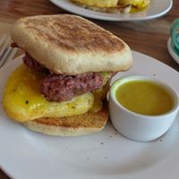 Harry's full soda (ran out of sausage so used beyond burger) at Harry's at 387 in Belfast