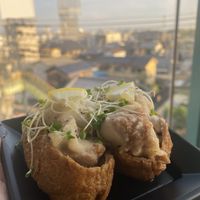 Sushi pocket with fried soy meat ka-rage   at Genmai Cafe in Osaka