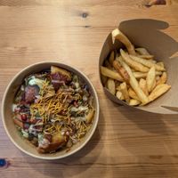 samosa chole (big) + masala fries for take away at Lakhi's Indian Kitchen  in Salzburg