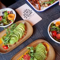 Plan B Burger without the bun (the vegan one was out), and the adapted avo bread. at This Place Doesn't Need A Name in Riga