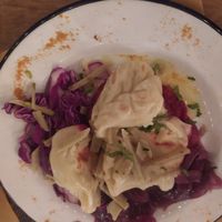 Traditional Sardinias raviolis with vegan cheese at ARUTAS Bistrot and Cocktail Bar in La Maddalena