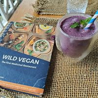 Blueberry smoothie at Wild Vegan in Ubud