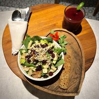 Salad with beet juice  at Wild Vegan in Ubud