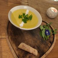 Corn soup at Wild Vegan in Ubud