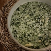 Risotto vegano con erbe di campo e asparagi  at Osteria la Stezionetta in Castelfranco Veneto