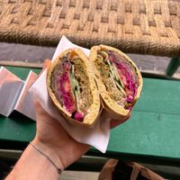 Yummy falafel, especially the pickled veggies  at Sabich Marrakech Medina in Marrakech