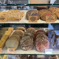these top two shelves are all vegan today.  at Tepito Coffee in Pasadena
