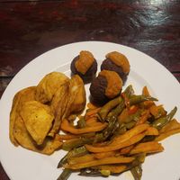 falafel plate at Pacifico Hostel in Juanchaco