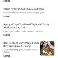 Some vegan/veggie options on the menu at Warung Serbet in Ubud