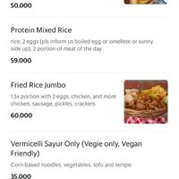 Some vegan/veggie options on the menu at Warung Serbet in Ubud