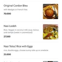 Some vegan/veggie options on the menu at Warung Serbet in Ubud