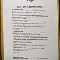 Menu page at Saigon Food Restaurant at Saigon Food Restaurant in Berlin