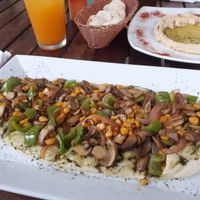 The delicious vegan flatbread   at Barra Falafel Zona Colonial in Santo Domingo