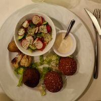 Main course, with chickpea and pumpkin felafels at AlKaram in Paris