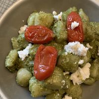 gnocchi with pistachio pesto, tomatoes and almond ricotta   at Al Pum Rus in Trecate