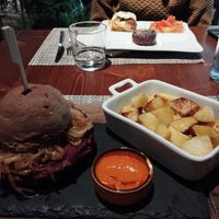 Purple burger-made from quinoa  at Al Pum Rus in Trecate