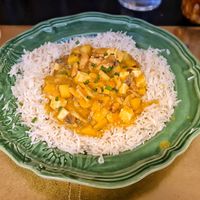 Tofu mushroom apple coconut curry at D'Olive in Santa Maria Da Feira