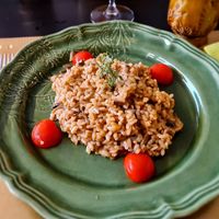 Wild mushroom risotto. at D'Olive in Santa Maria Da Feira