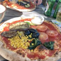 The 12 euro pizza as it looked in september 2023  at Martinerhof's Brauhotel in St Martin In Passeier