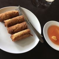 Lumpia, maybe a bit too crispy, but not oily and the sauce was delicious  at Siboghana Waroeng in Ubud