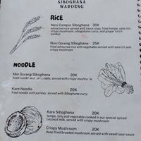 Menu at Siboghana Waroeng in Ubud