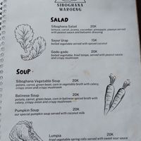 Menu at Siboghana Waroeng in Ubud