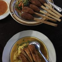 Curry and some deep fried kebab like item at Siboghana Waroeng in Ubud