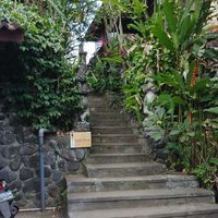 after heading down a narrow road, you go up these steps - so you're far from the main road. at Siboghana Waroeng in Ubud