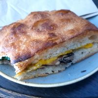 toasty with mushrooms, cheese, etc at Ole & Steen in London