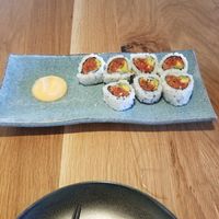 Spicy tuna roll (one already eaten!) at Planta - Brentwood in Los Angeles
