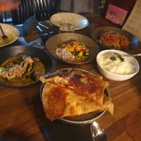 Egg plant, jack fruit, roti at Ella by Minoli in Darwin