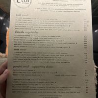 Menu with clearly marked vegan options  at Ella by Minoli in Darwin