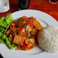Tofu with tomato and rice, 60 D at Nhà hàng Đèn Lồng Việt in Phong Nha